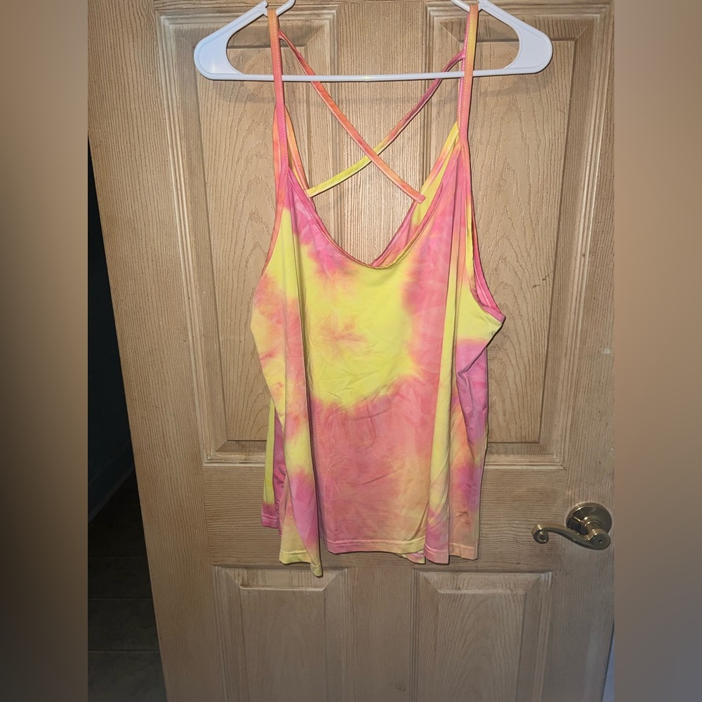 SHEIN Pink and Yellow Tie-Dye Camisole